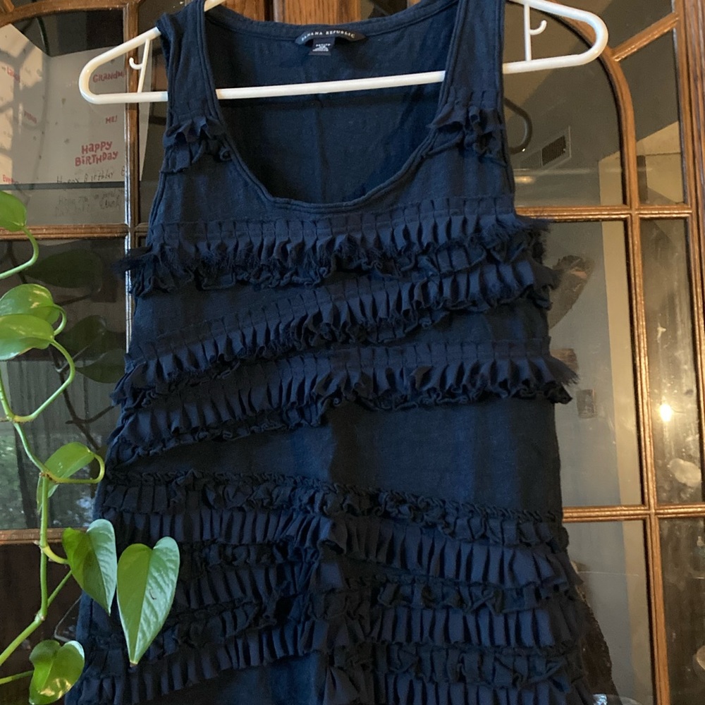 Banana Republic Black Ruffled Top